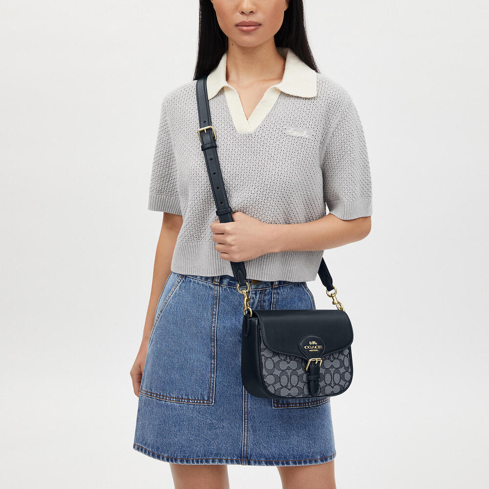 Coach Amelia Saddle Bag In Signature Jacquard